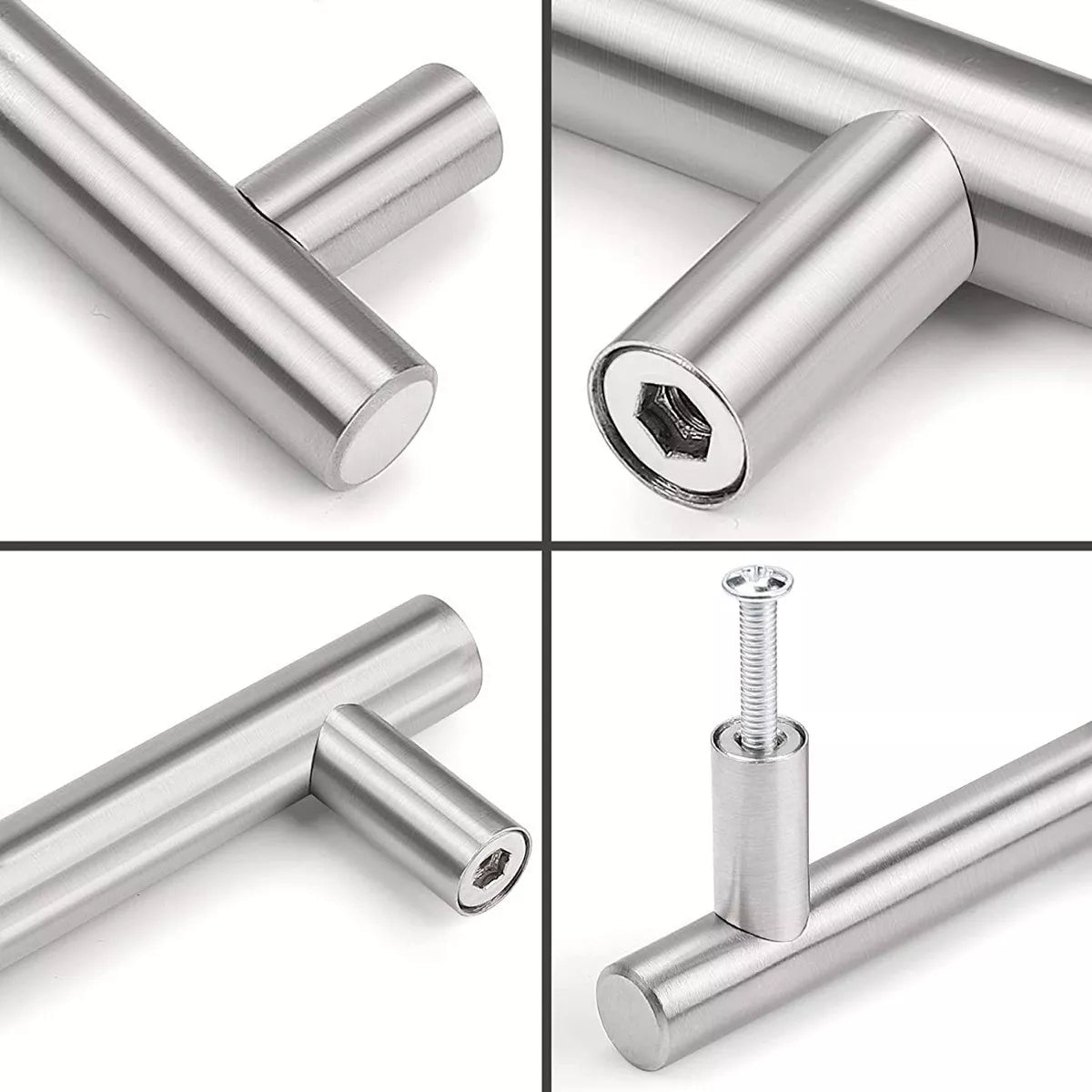 Jaladera Manija De Barra Hueca 25.2 cm Acero Inoxidable Con Tornillo