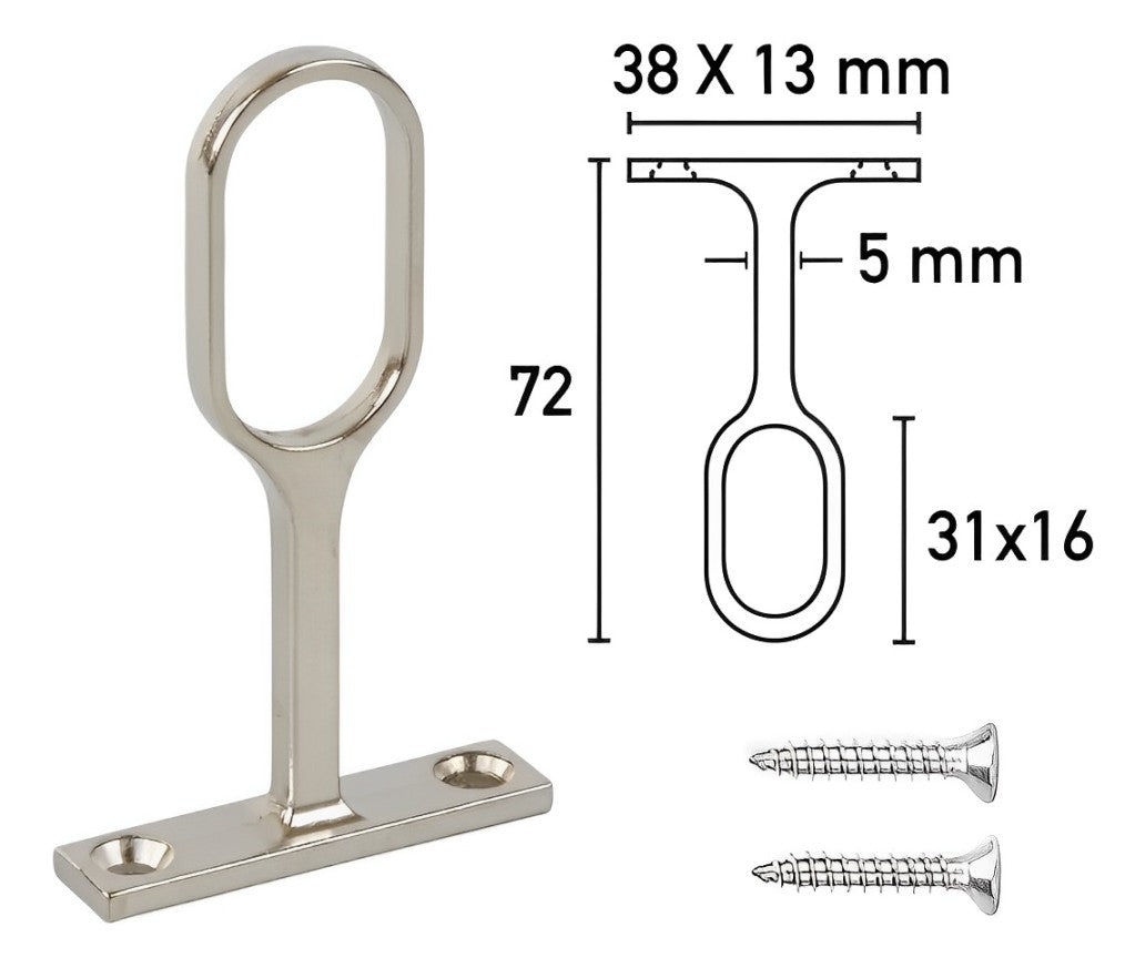 Soporte Central Zamak Tubo Ovalado Para Closet