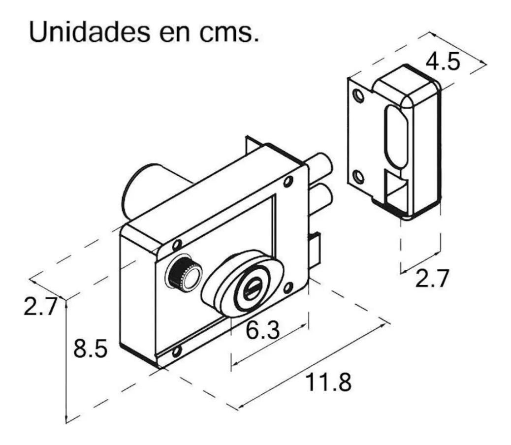 Cerradura Sobreponer Automática 6774 Barras Níquel Satinado Dexter