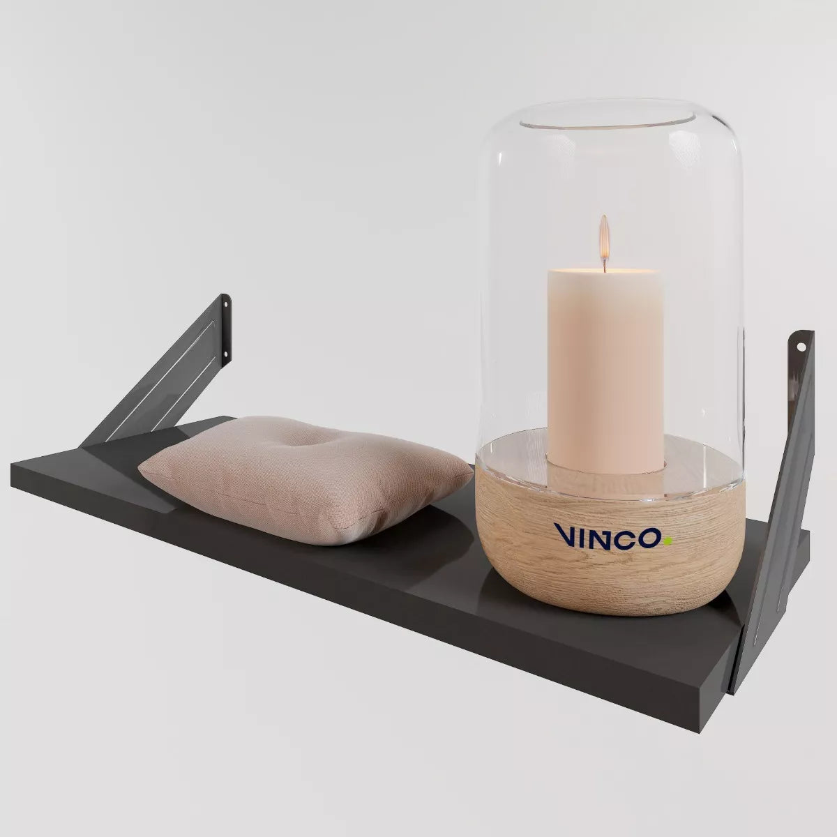 Repisa Estantería Melamina Negro 50x20 cm Soporte Negro Minimalista Moderna