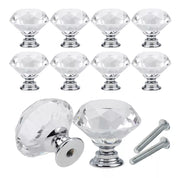 Perillas Jaladera De Cristal 30 mm Cromo Forma Diamante