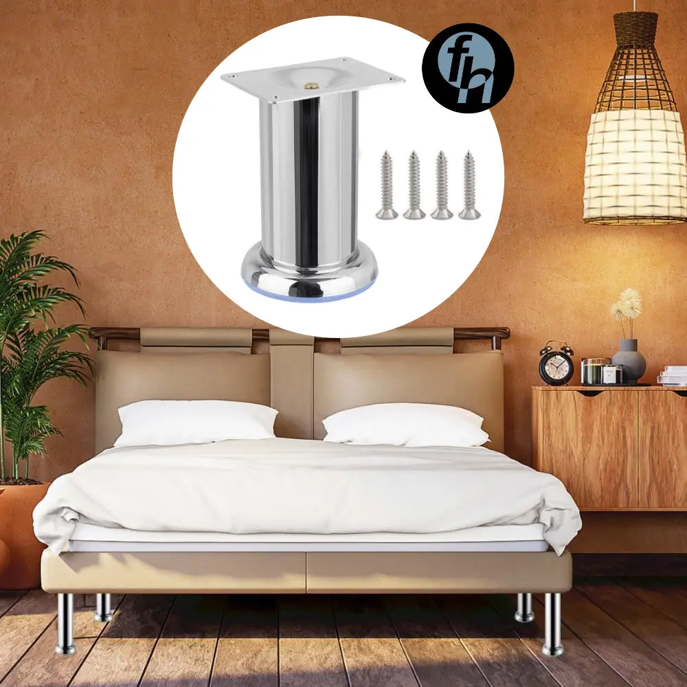Pata Para Sofá y Muebles Redonda Acero Cromo 10 cm Con Tornillos