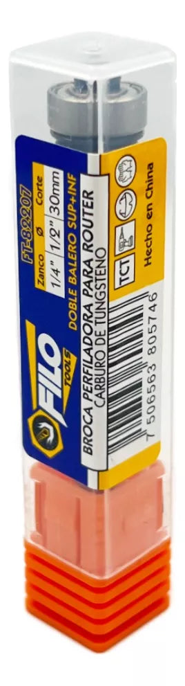 Broca Perfiladora Router 1/2x1/4" Doble Balero Corte 30 mm
