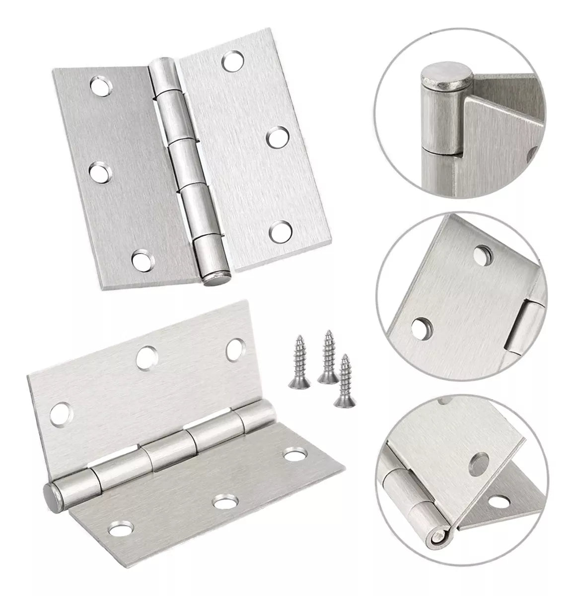 Bisagras 3x3 Pulgadas Para Puertas de Madera Níquel Satinado Con Tornillos