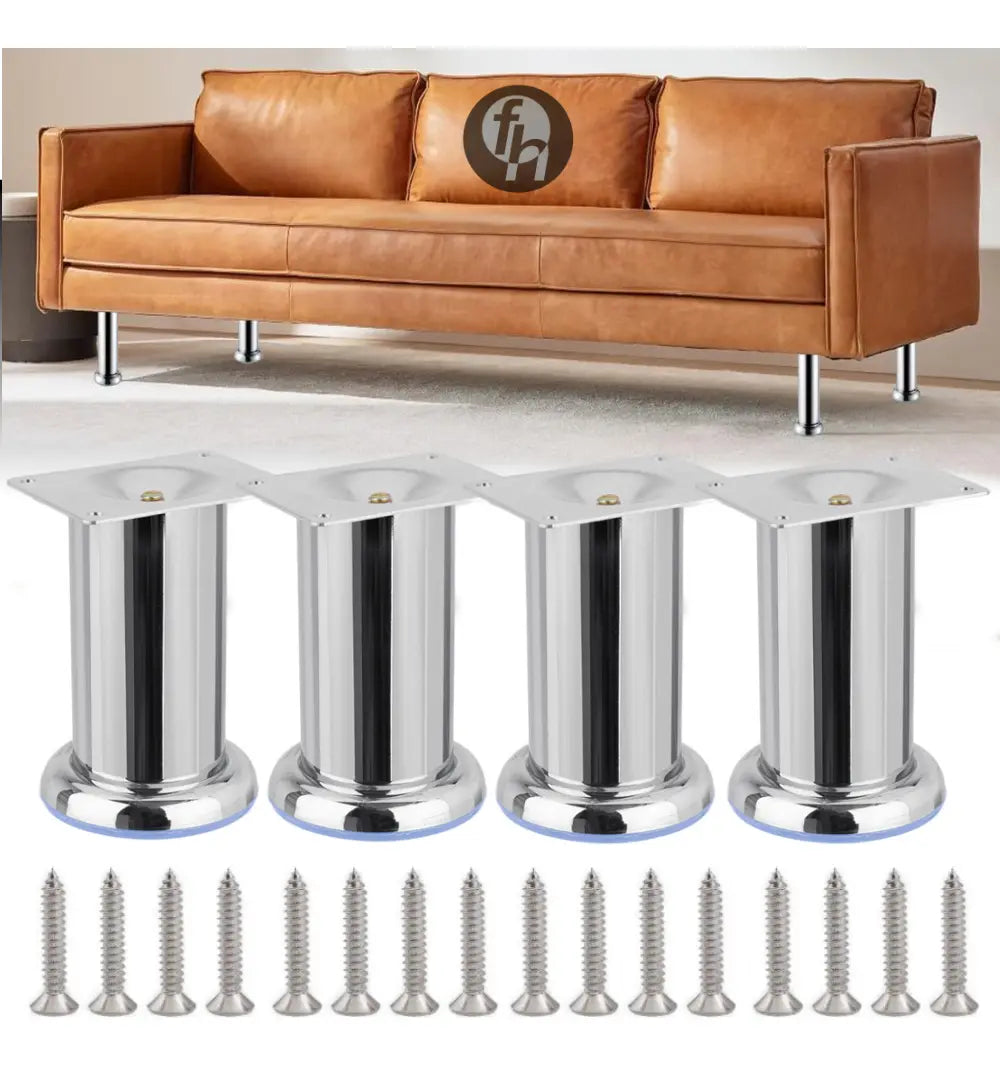 Pata Para Sofá y Muebles Redonda Acero Cromo 10 cm Con Tornillos