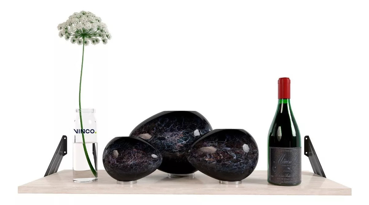 Repisa Estantería Melamina Encino Polar 80x30 cm Soporte Negro Minimalista Moderna