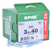 Tornillos Spax Madera 3.5x40 mm Cuerda Corrida 200 Piezas