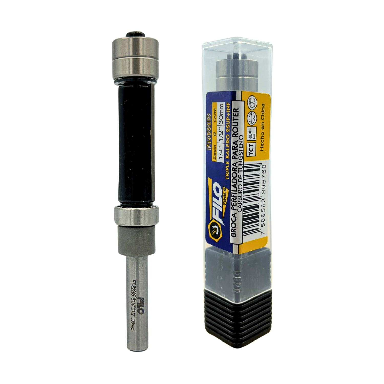 Broca Perfiladora Router 1/2x1/4" Triple Balero Corte 30 mm