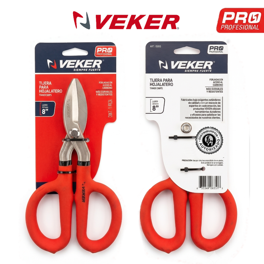 Tijeras Hojalatero 8in Corta Lamina Metal Aluminio Veker 12615