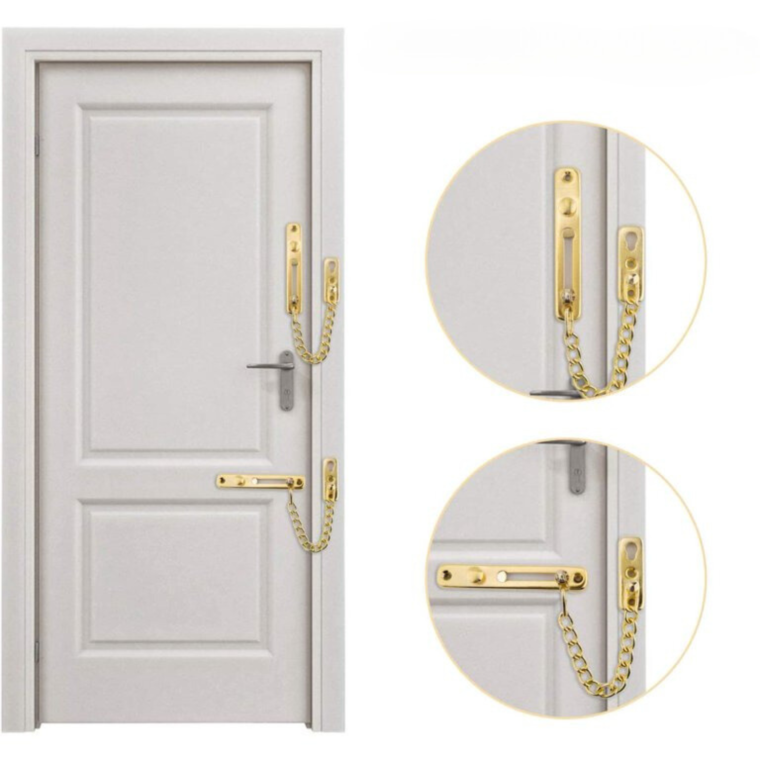 Cadena De Seguridad Reforzada Latón Brillante Para Puerta