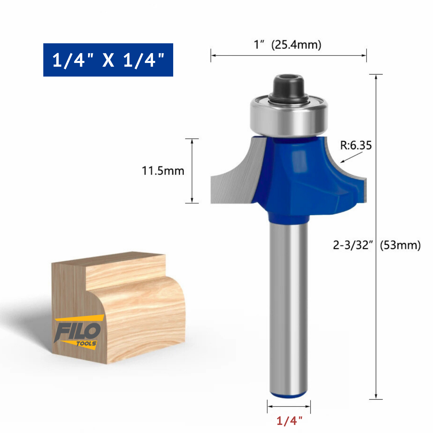 Broca Para Router Redondeadora 1/4x1/4" Filo Tools