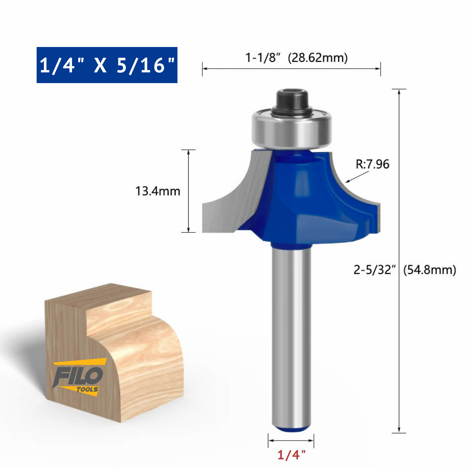 Broca Para Router Redondeadora 1/4x5/16" Filo Tools