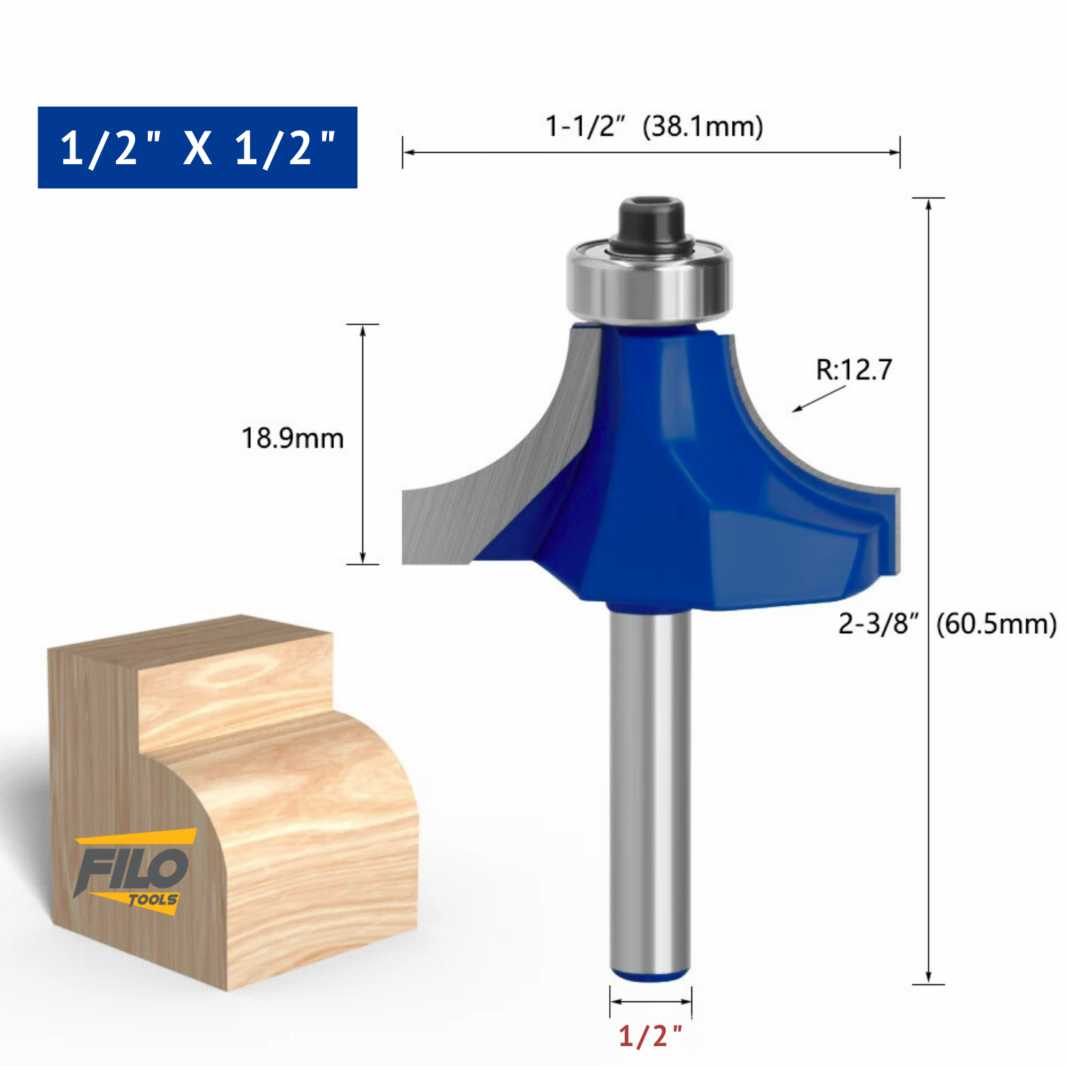 Broca Para Router Redondeadora 1/2x1/2" Filo Tools