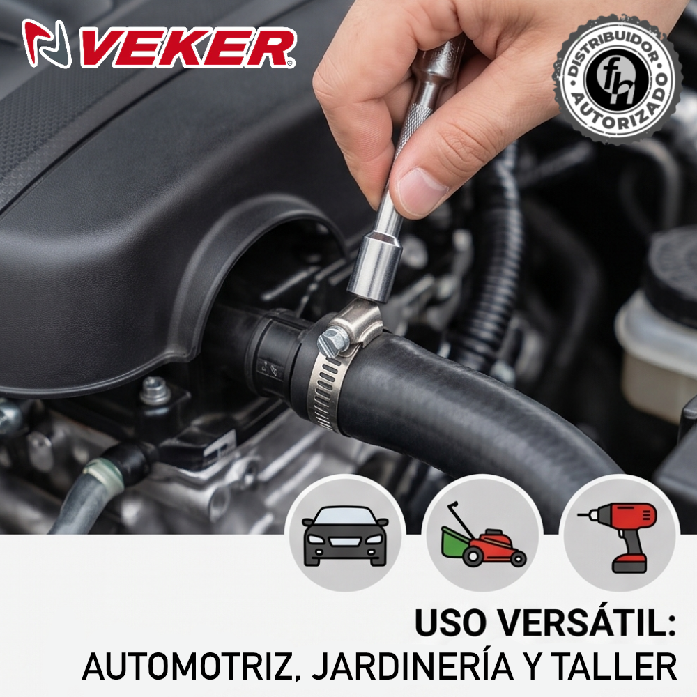 Mini Abrazadera Reforzada 12580 Acero Inox 1/4 - 5/8 Veker 10 pzas