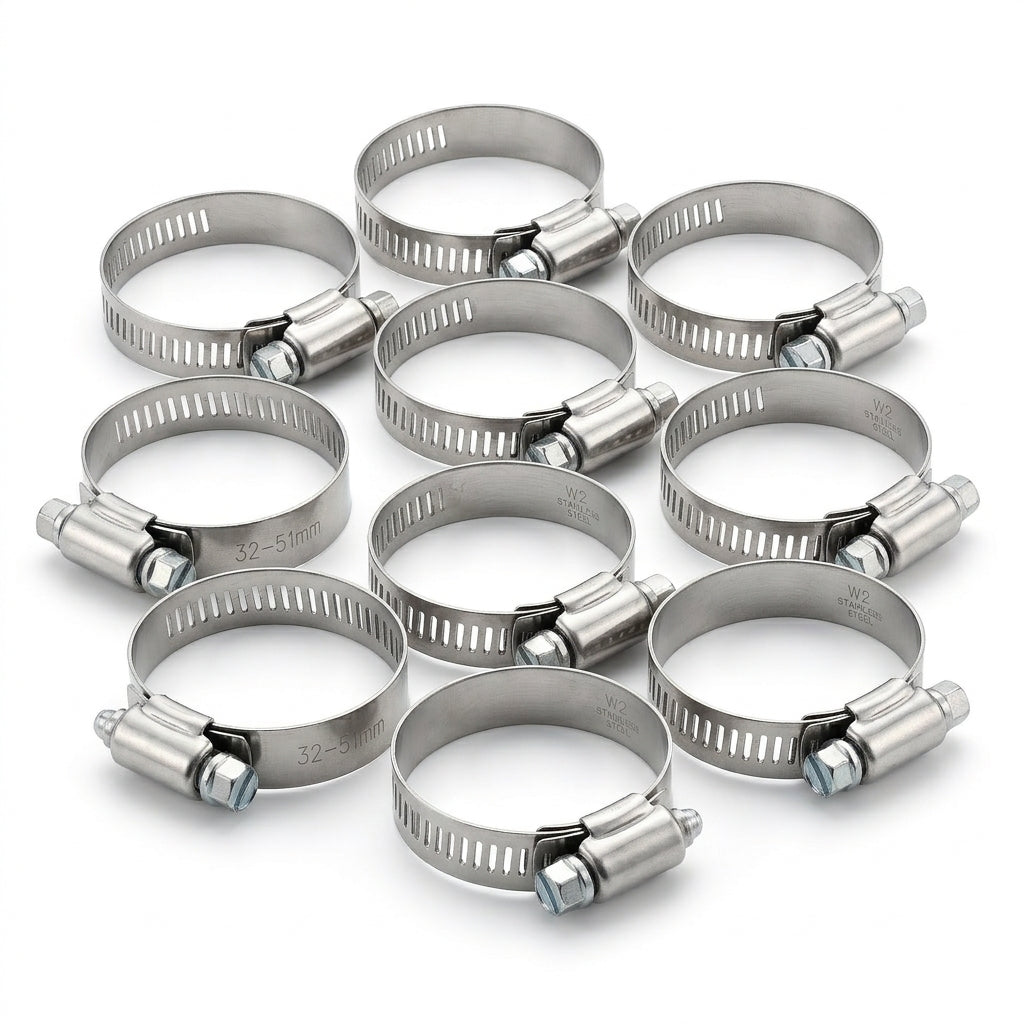 Abrazadera Reforzada Acero Inoxidable 32 - 51 mm (10 piezas) Veker 12592