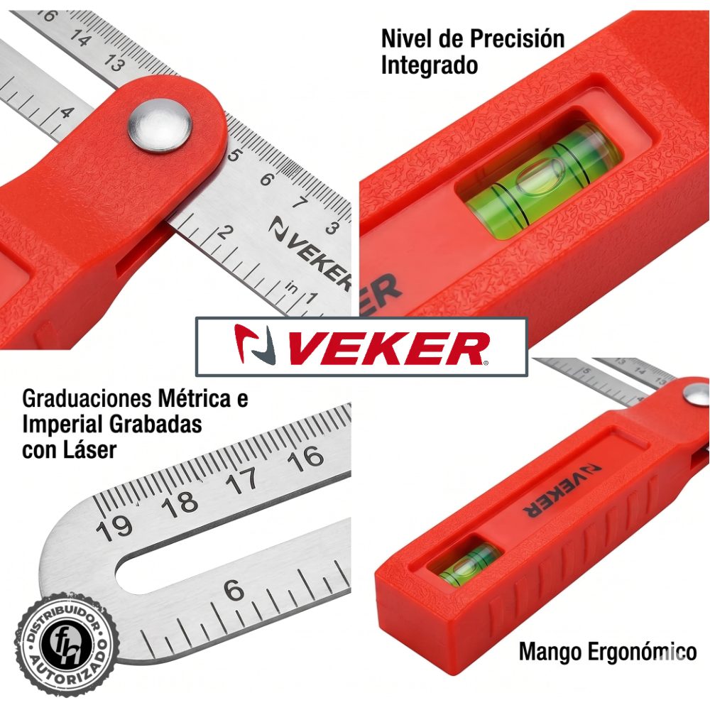 Escuadra Falsa 8 Pulgadas Acero Inox Medicion Veker 12238