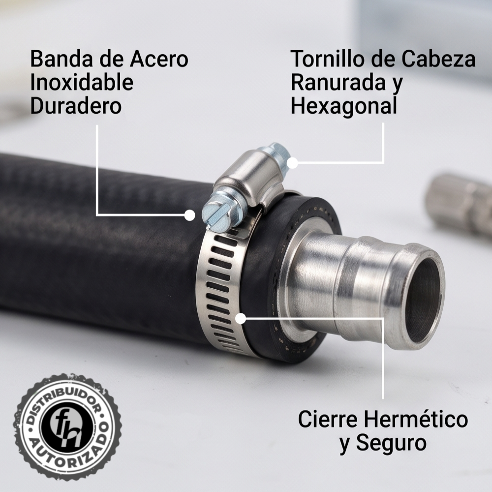 Abrazadera Reforzada Acero Inoxidable 32 - 51 mm (10 piezas) Veker 12592