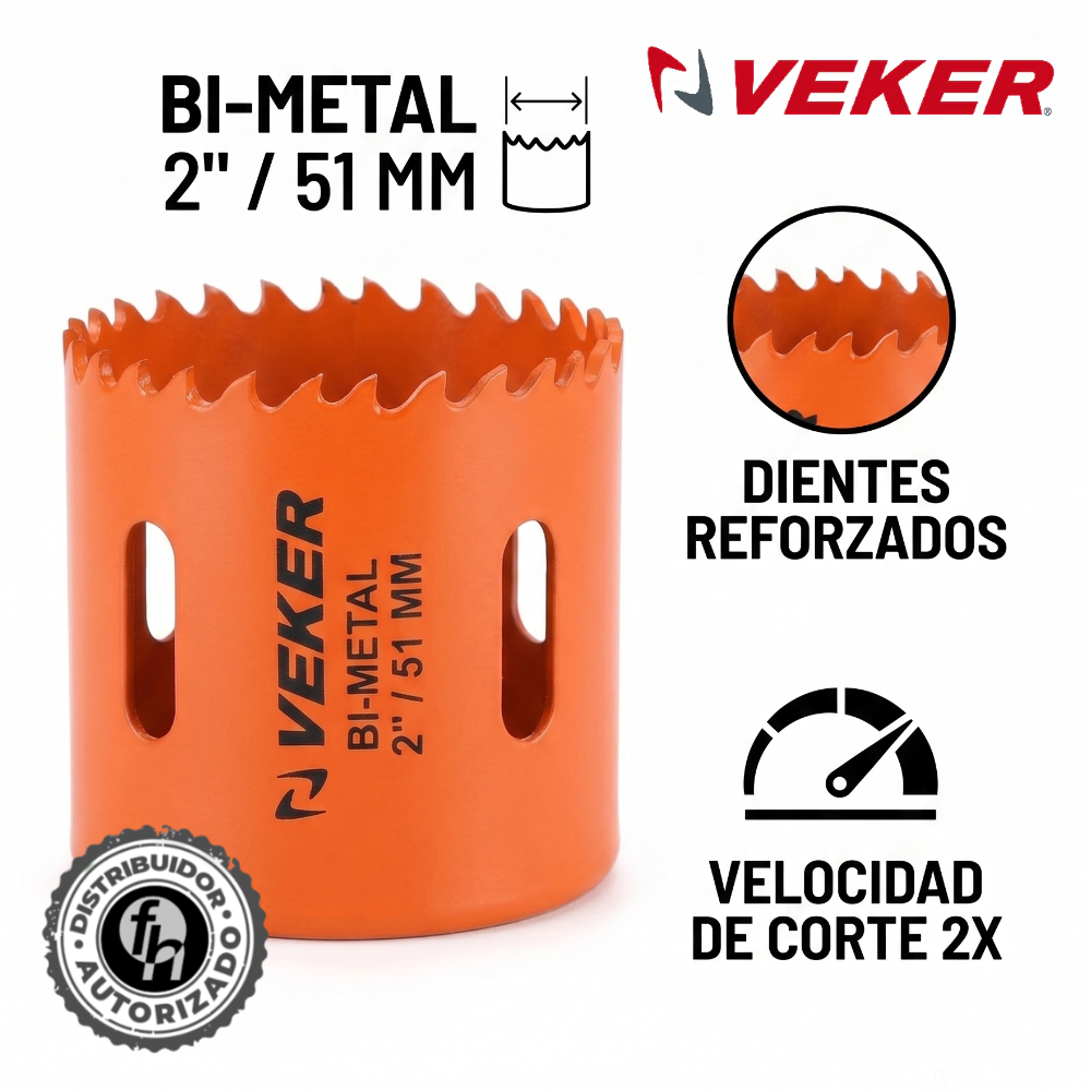 Brocasierra de 2 Pulgadas Bimetálica (51mm) Para Madera Veker 12648