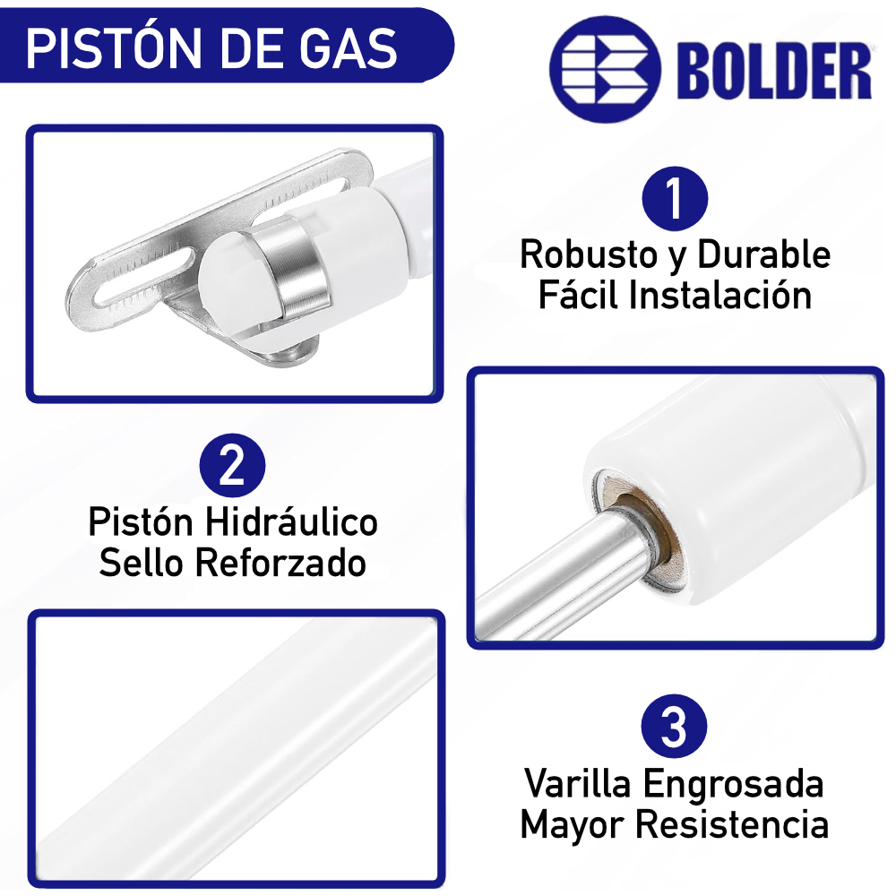 Pistón Elevable De Gas Amortiguador Para Puerta Plegable Blanco Mate
