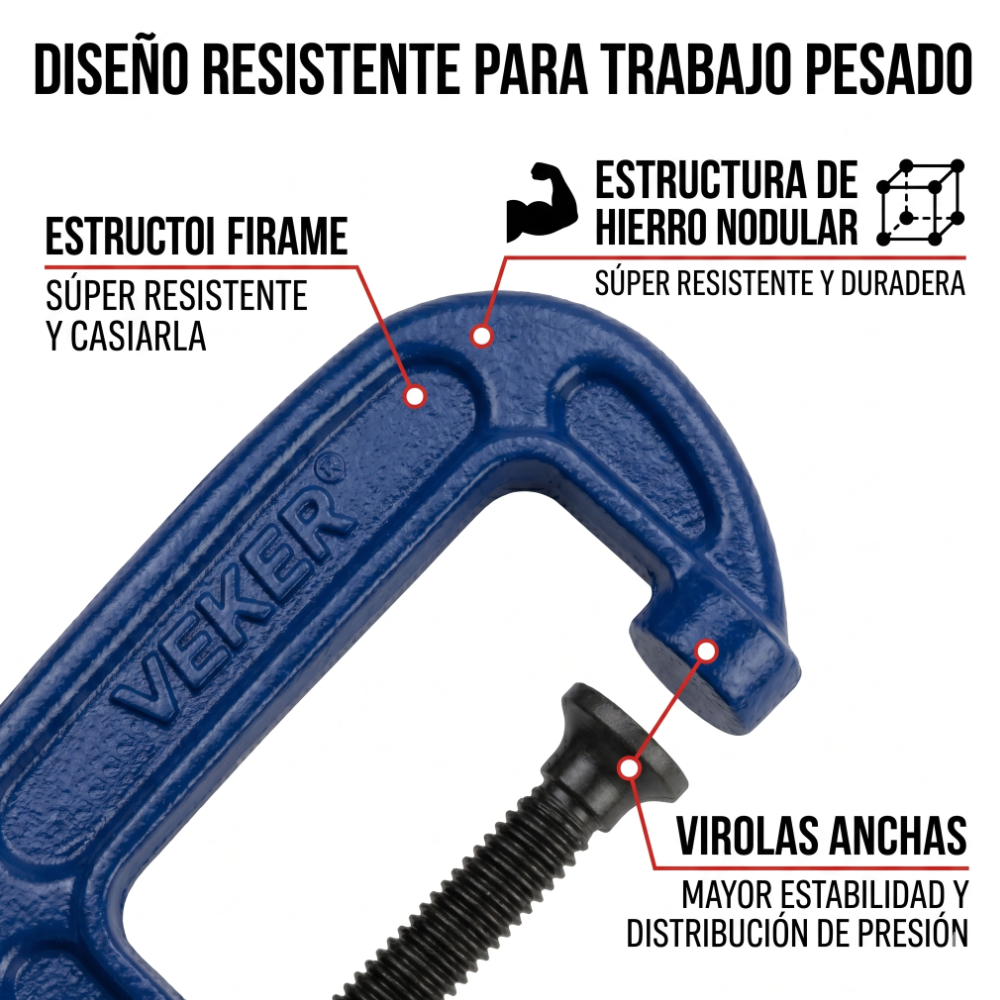 Prensa De Hierro Nodular 6pulg Para Carpintería Veker 12458