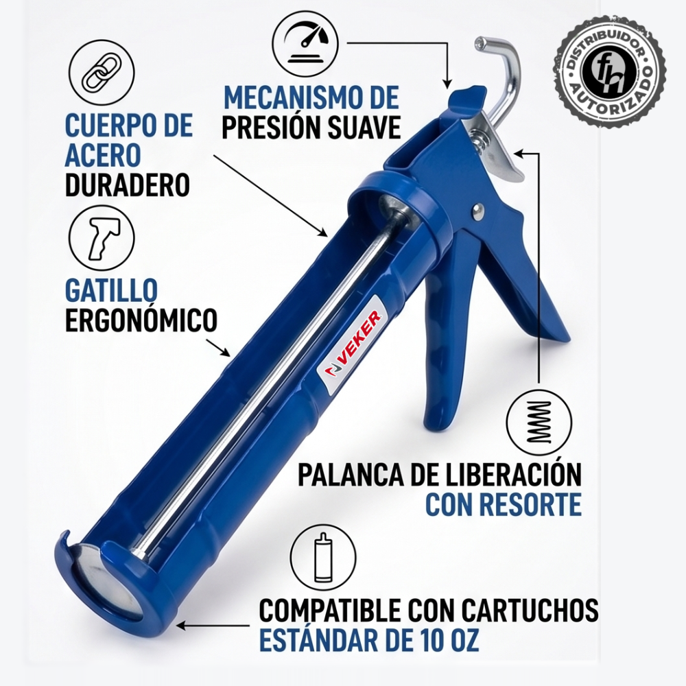 Pistola Calafateadora Con Espiga Lisa Reforzada Veker 12368
