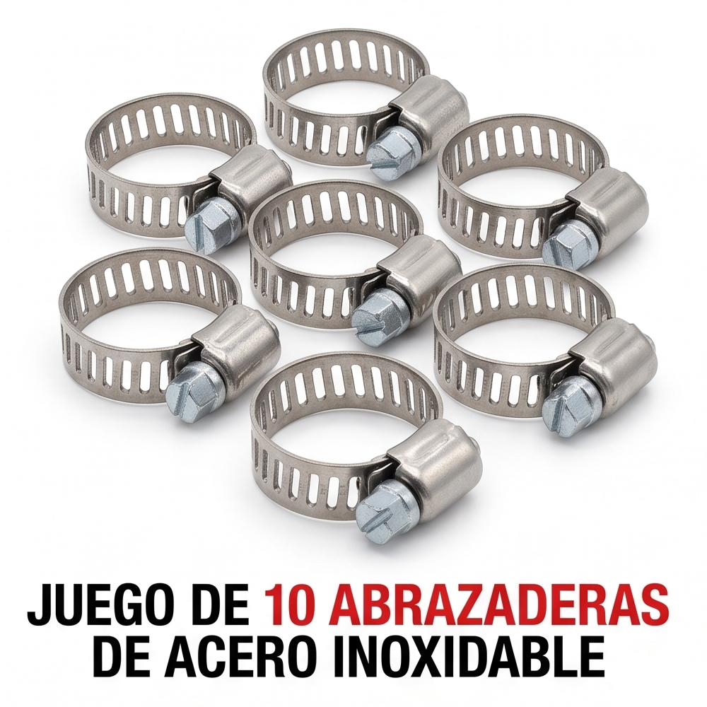 Mini Abrazadera Reforzada 12581 Acero Inox 3/8 - 5/8 Veker 10pzas