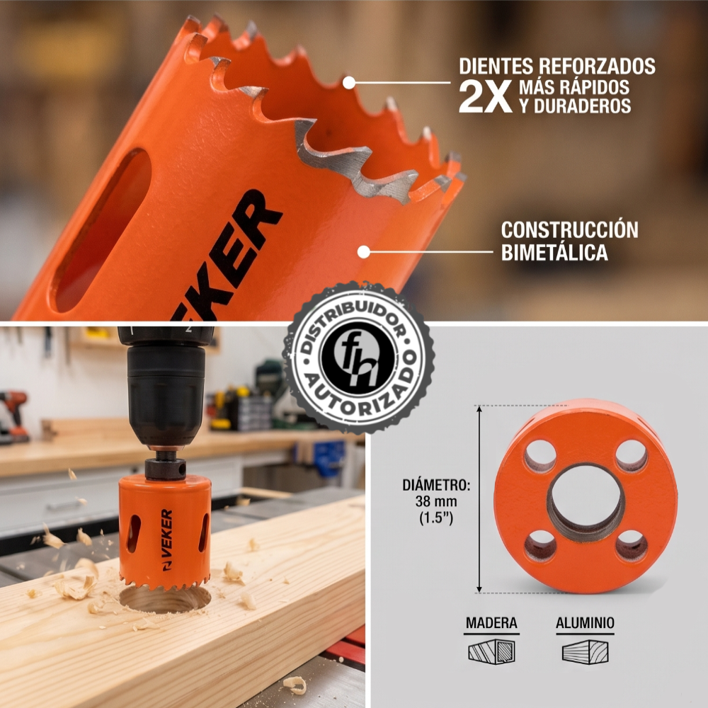 Brocasierra 1-1/2 Bimetálica (38mm) Para Madera Veker 12646