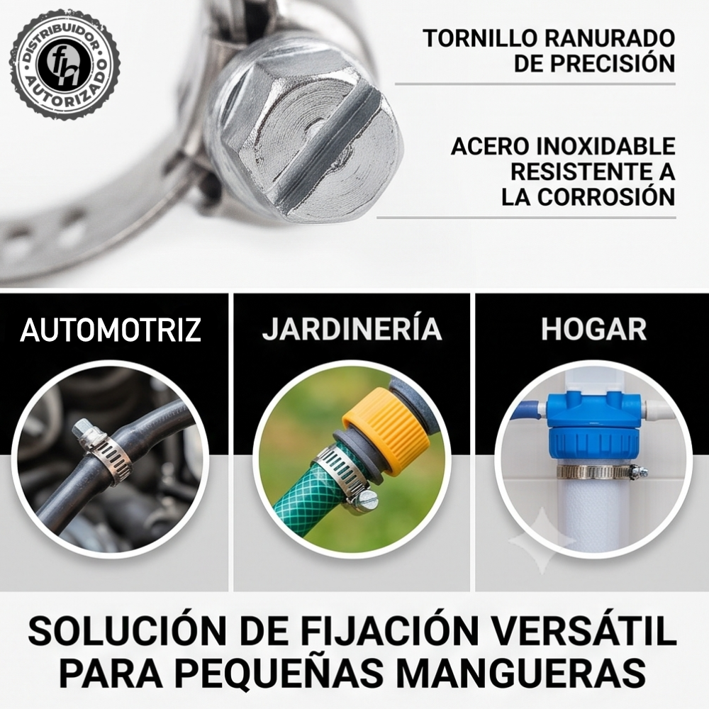 Mini Abrazadera Reforzada 12580 Acero Inox 1/4 - 5/8 Veker 10 pzas