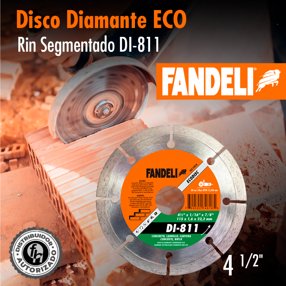 Disco Diamante Rin Segmentado 4-1/2'' Fandeli ECO DI-811