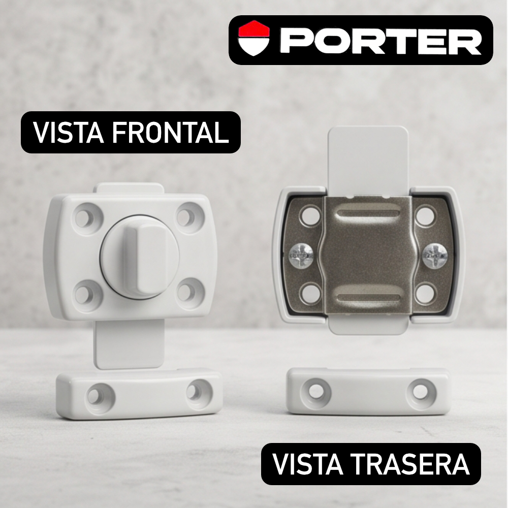Pasador Cerrojo Giratorio De Seguridad Bidireccional 180° Blanco Con Tornillos