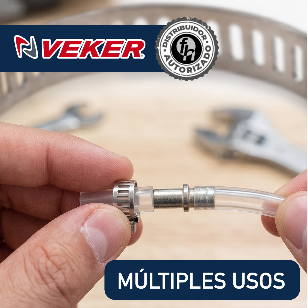 Mini Abrazadera Reforzada 12580 Acero Inox 1/4 - 5/8 Veker 10 pzas