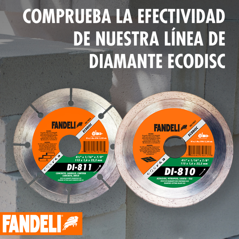 Disco Diamante Rin Segmentado 4-1/2'' Fandeli ECO DI-811