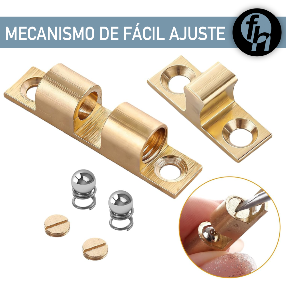 Resbalón Doble Bala Latón Brillante Mediano 48mm Broche Para Puertas Con Tornillos