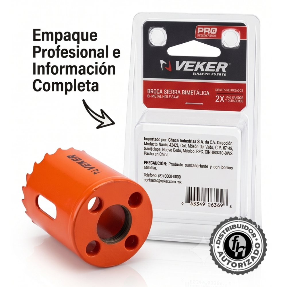 Brocasierra 1-1/2 Bimetálica (38mm) Para Madera Veker 12646