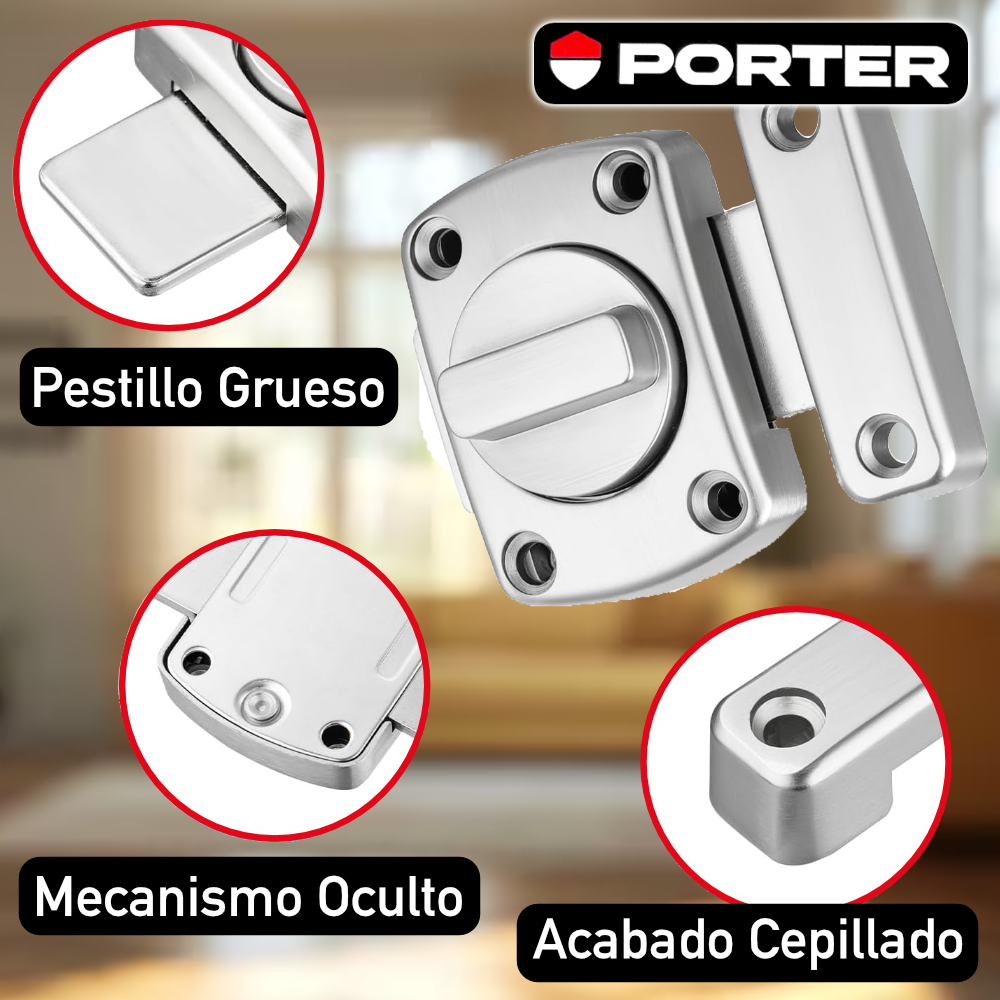 Pasador Cerrojo Giratorio De Seguridad Bidireccional 180° Níquel Con Tornillos