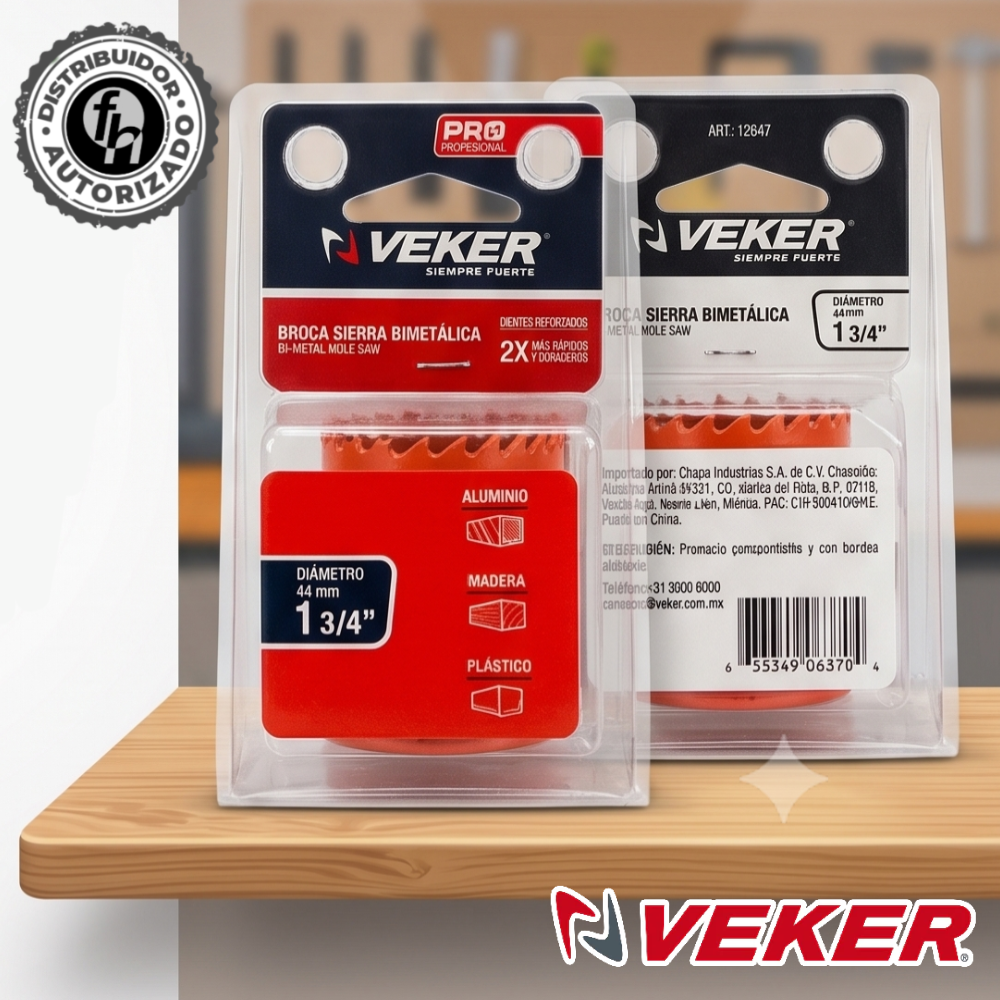 Brocasierra 1-3/4 Bimetálica (44mm) Para Madera Veker 12647