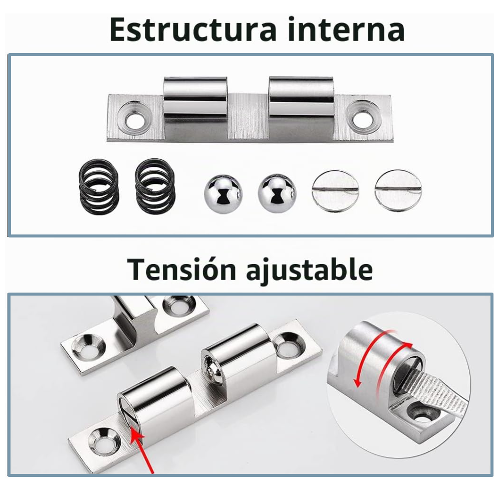 Resbalón Doble Bala Cromo Chico 40mm Broche Para Puertas Con Tornillos