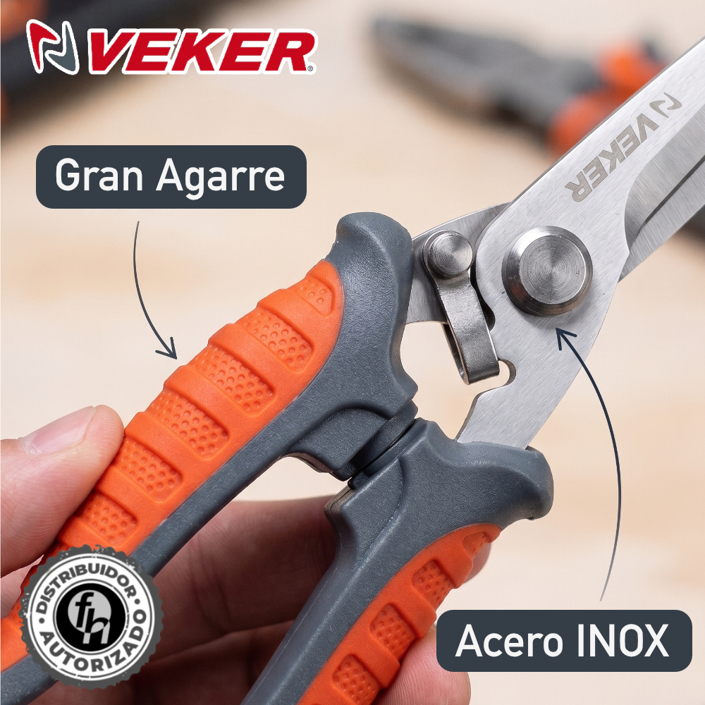 Tijera Multiusos Corte Metal Cuero y Tela 8in Acero Inoxidable 12625