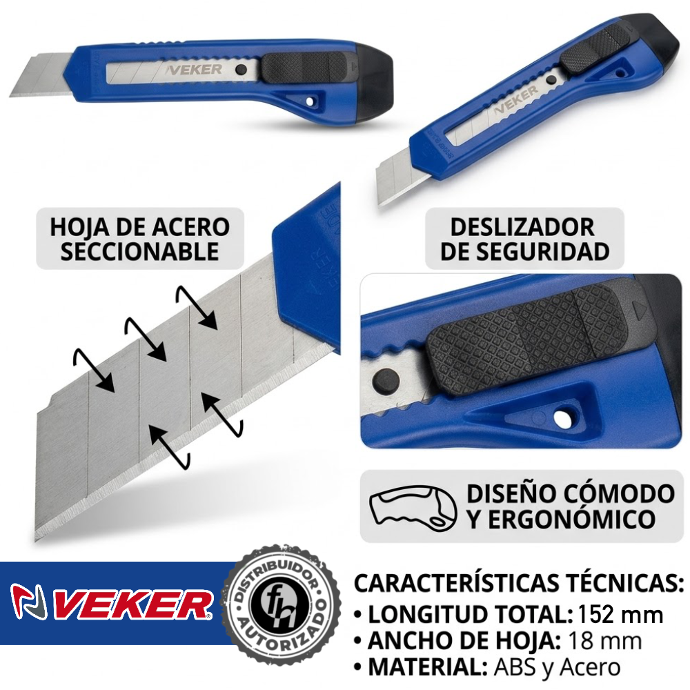 6pz Cutter Navaja Retractil Segmentada 18mm Económico 12200