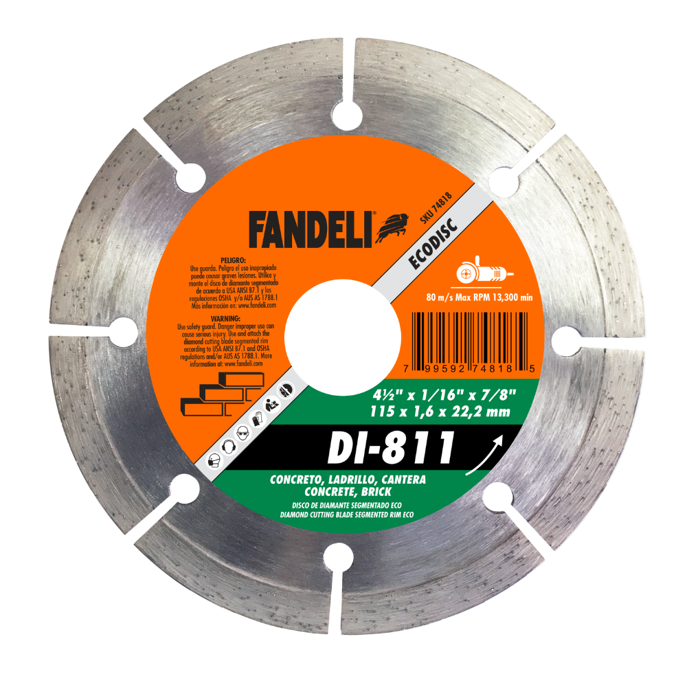 Disco Diamante Rin Segmentado 4-1/2'' Fandeli ECO DI-811