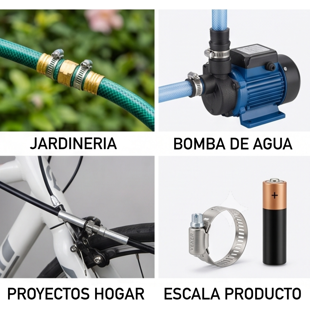 Mini Abrazadera Reforzada 12581 Acero Inox 3/8 - 5/8 Veker 10pzas