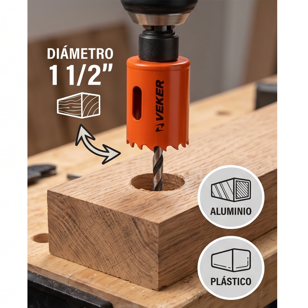 Brocasierra 1-1/2 Bimetálica (38mm) Para Madera Veker 12646