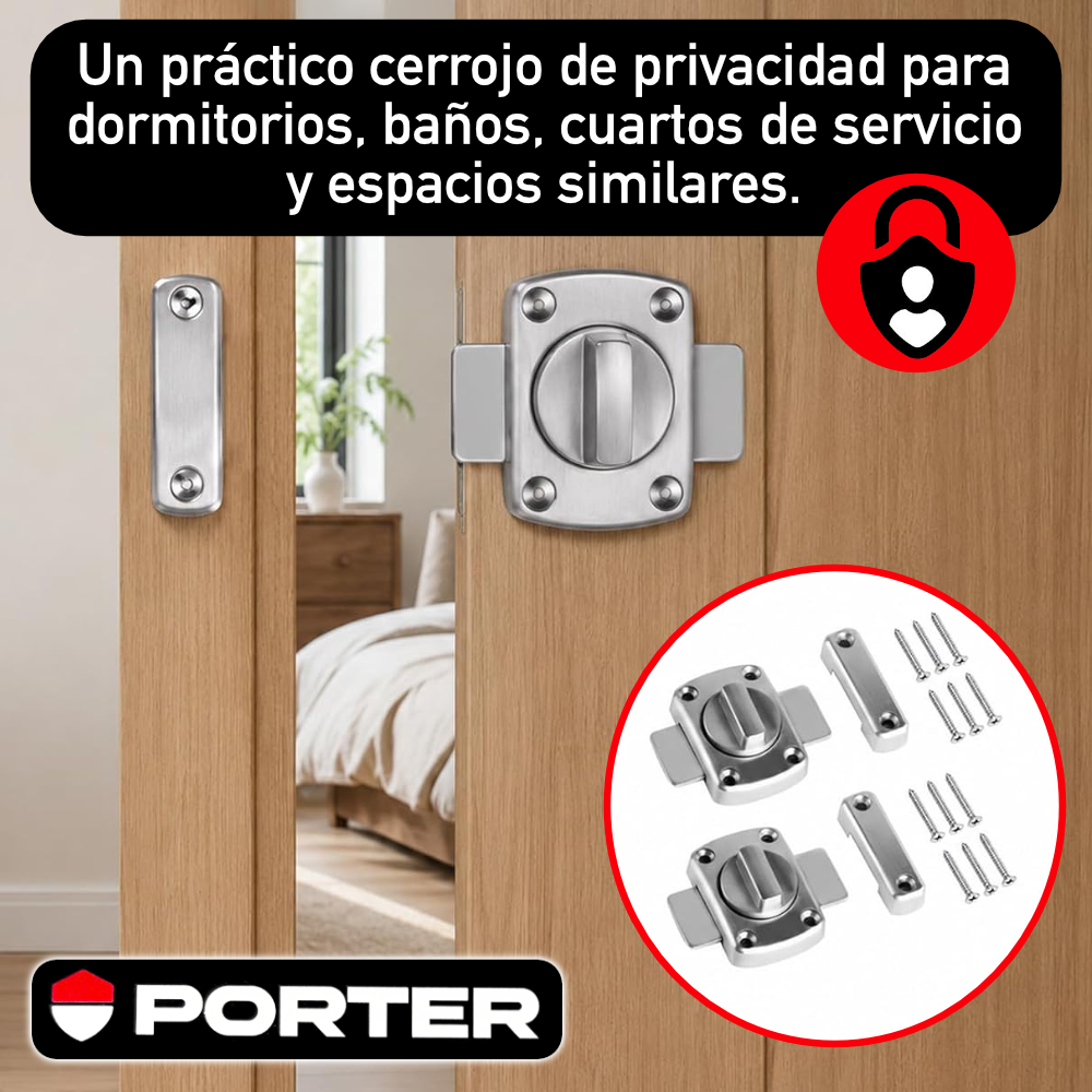 Pasador Cerrojo Giratorio De Seguridad Bidireccional 180° Níquel Con Tornillos