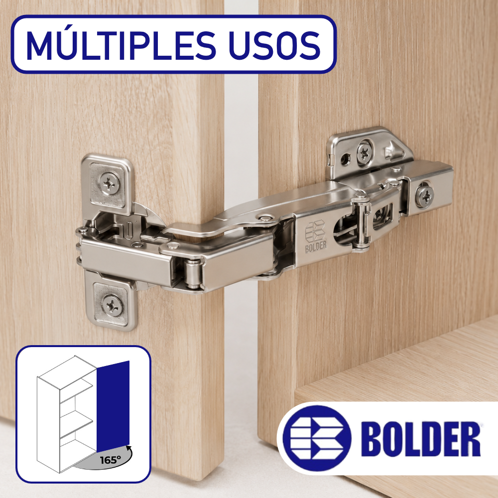 Bisagra Bidimensional Chapulín 165° Cierre Suave Base 3D Con Tornillos