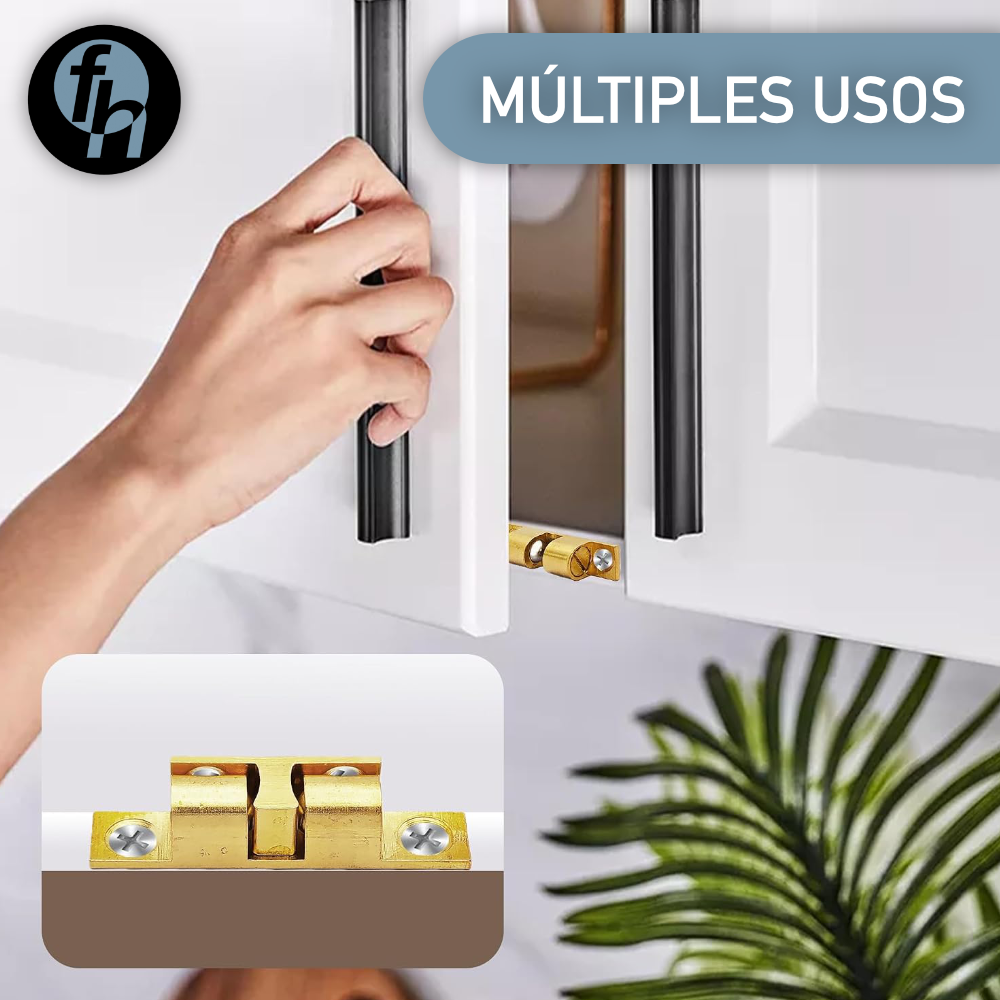 Resbalón Doble Bala Latón Brillante Mediano 48mm Broche Para Puertas Con Tornillos