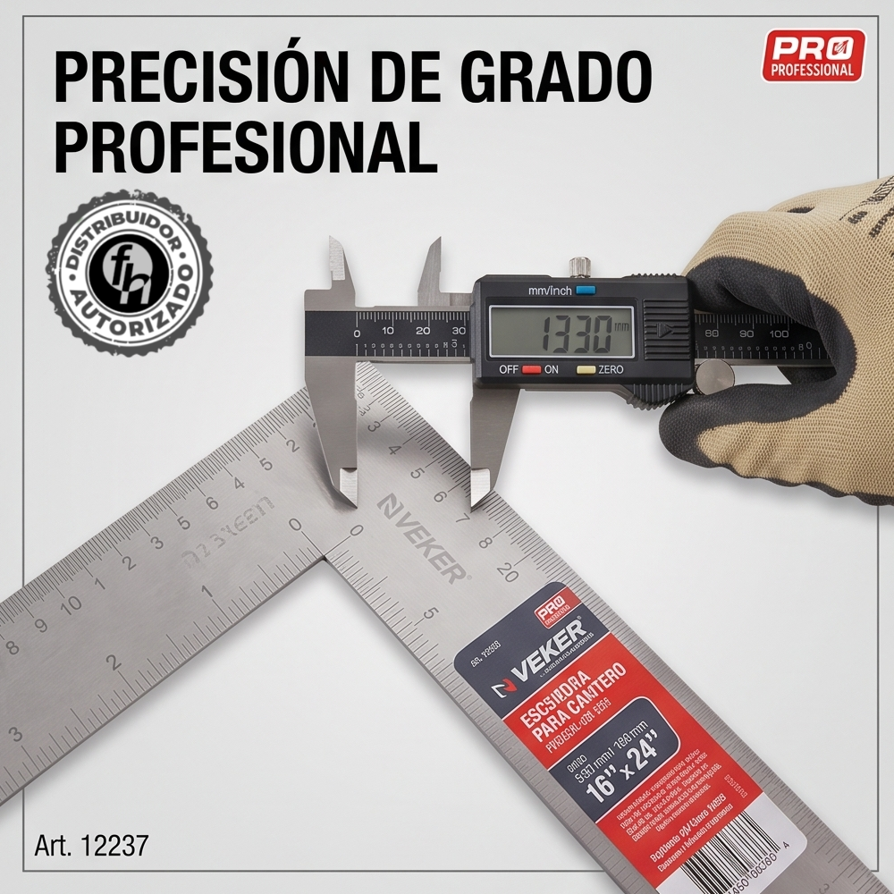 Escuadra 16x24 De Acero Para Cantero 90 Grados Veker 12237