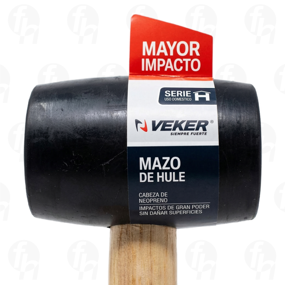 Mazo De Hule Negro 8oz (226gr) Mango De Encino Veker 12303