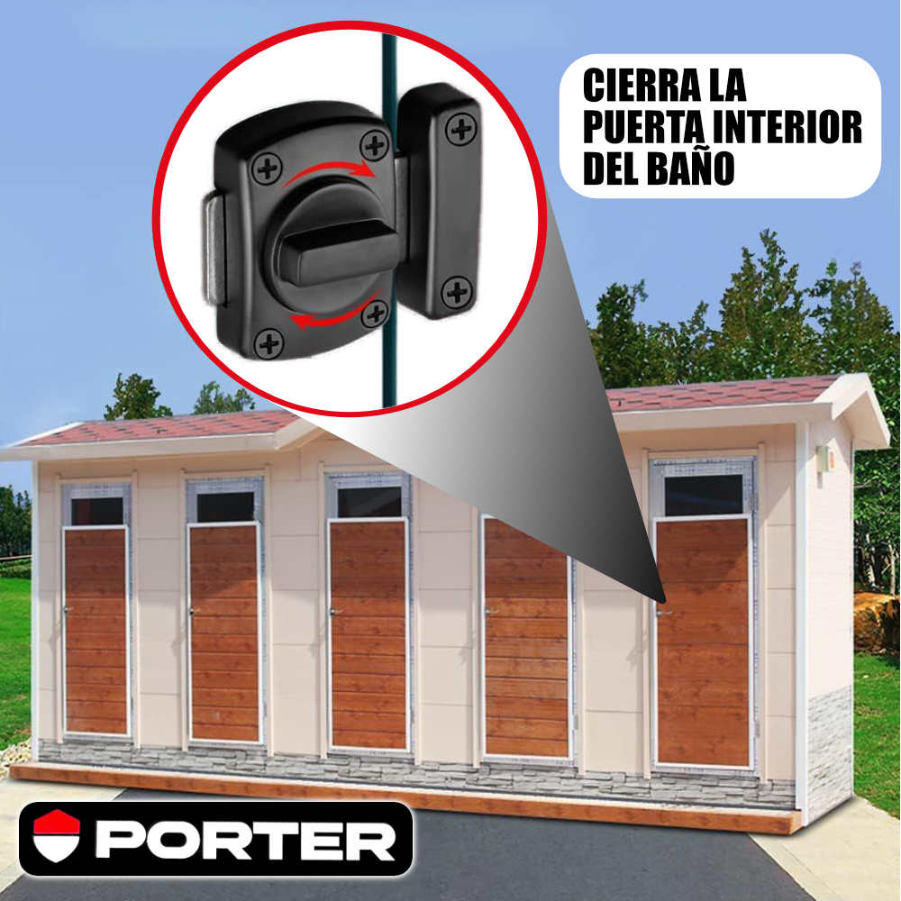 Pasador Cerrojo Giratorio De Seguridad Bidireccional 180° Negro Mate Con Tornillos