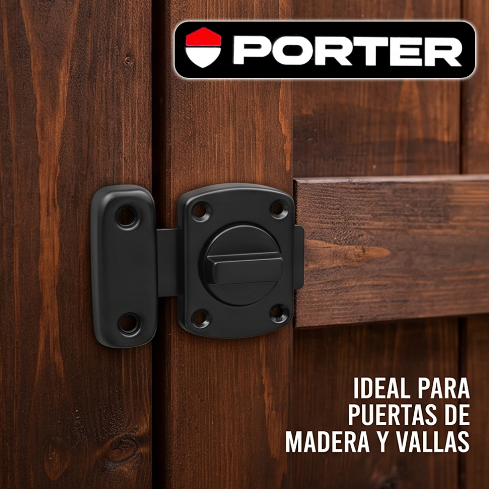 Pasador Cerrojo Giratorio De Seguridad Bidireccional 180° Negro Mate Con Tornillos