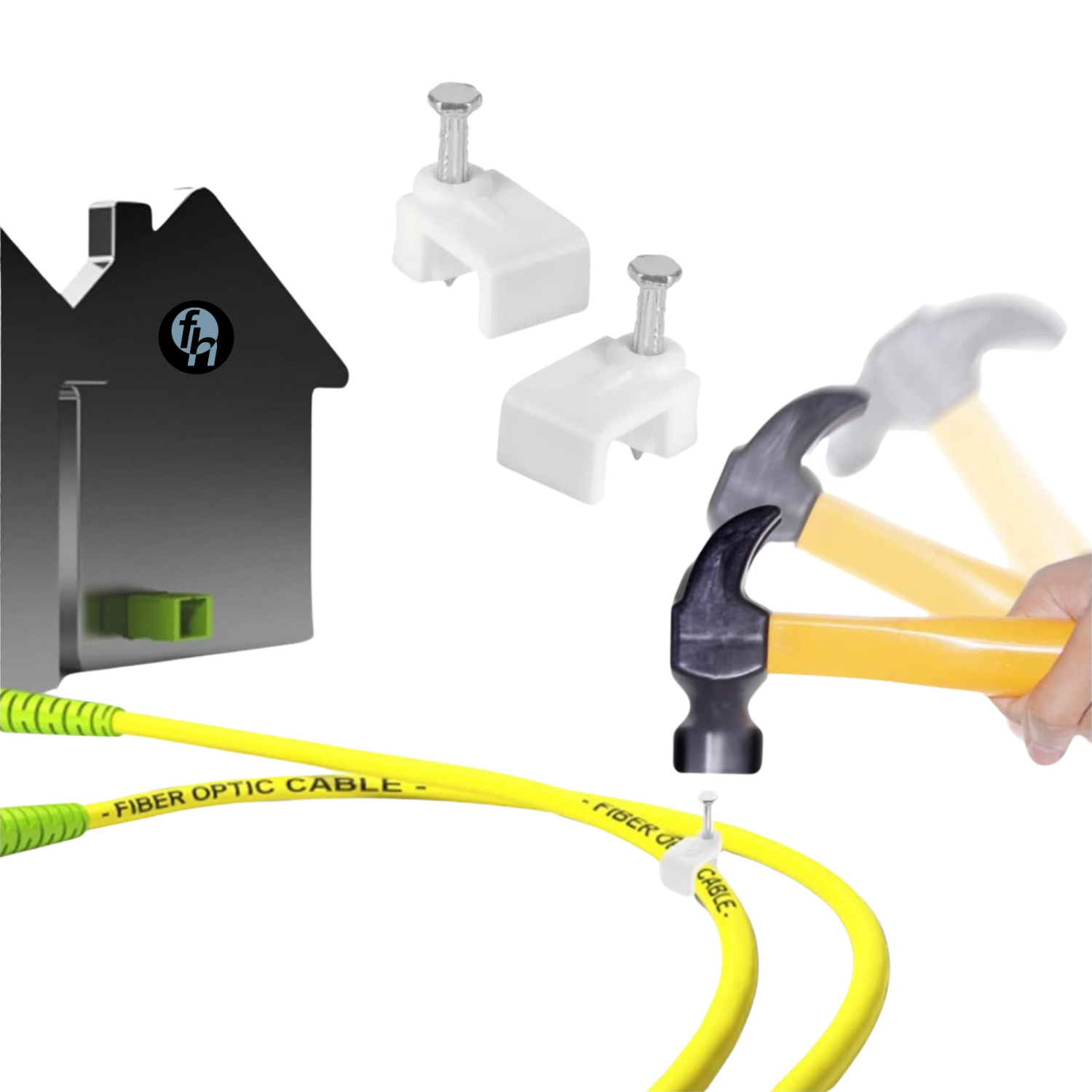 Grapa De Plástico Con Clavo Para Cable Plano 100 Piezas